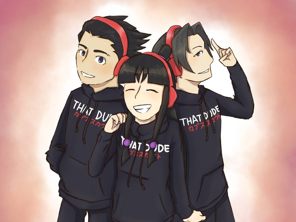 1024x768 Without glasses version (•3•) idk I think the faces look weird #kubzscouts #aceattorney #fanart
