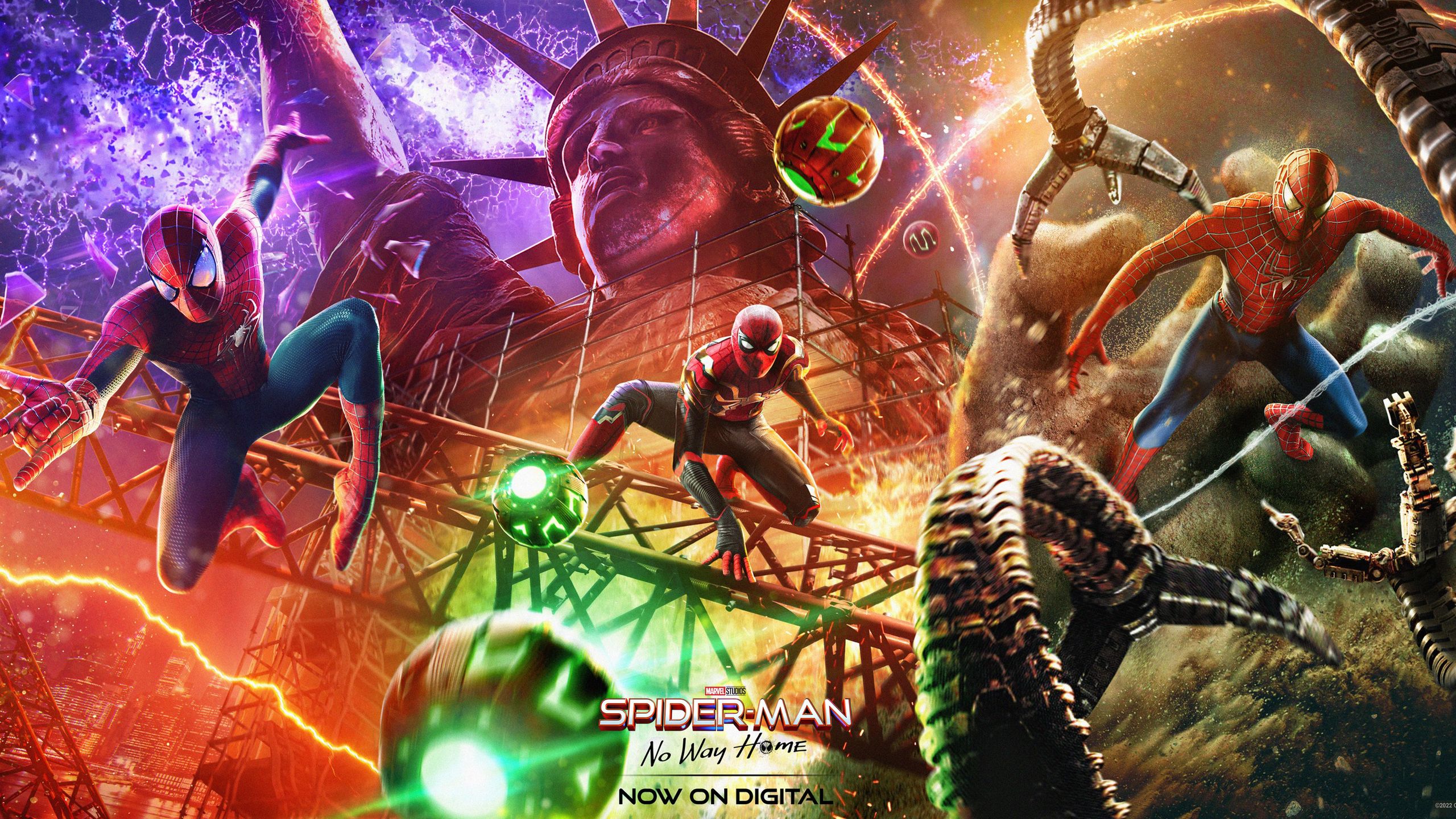 2560x1440 Tom Holland, Zendaya, Andrew Garfield, Tobey Maguire HD Spider Man No Way Home Wallpaper
