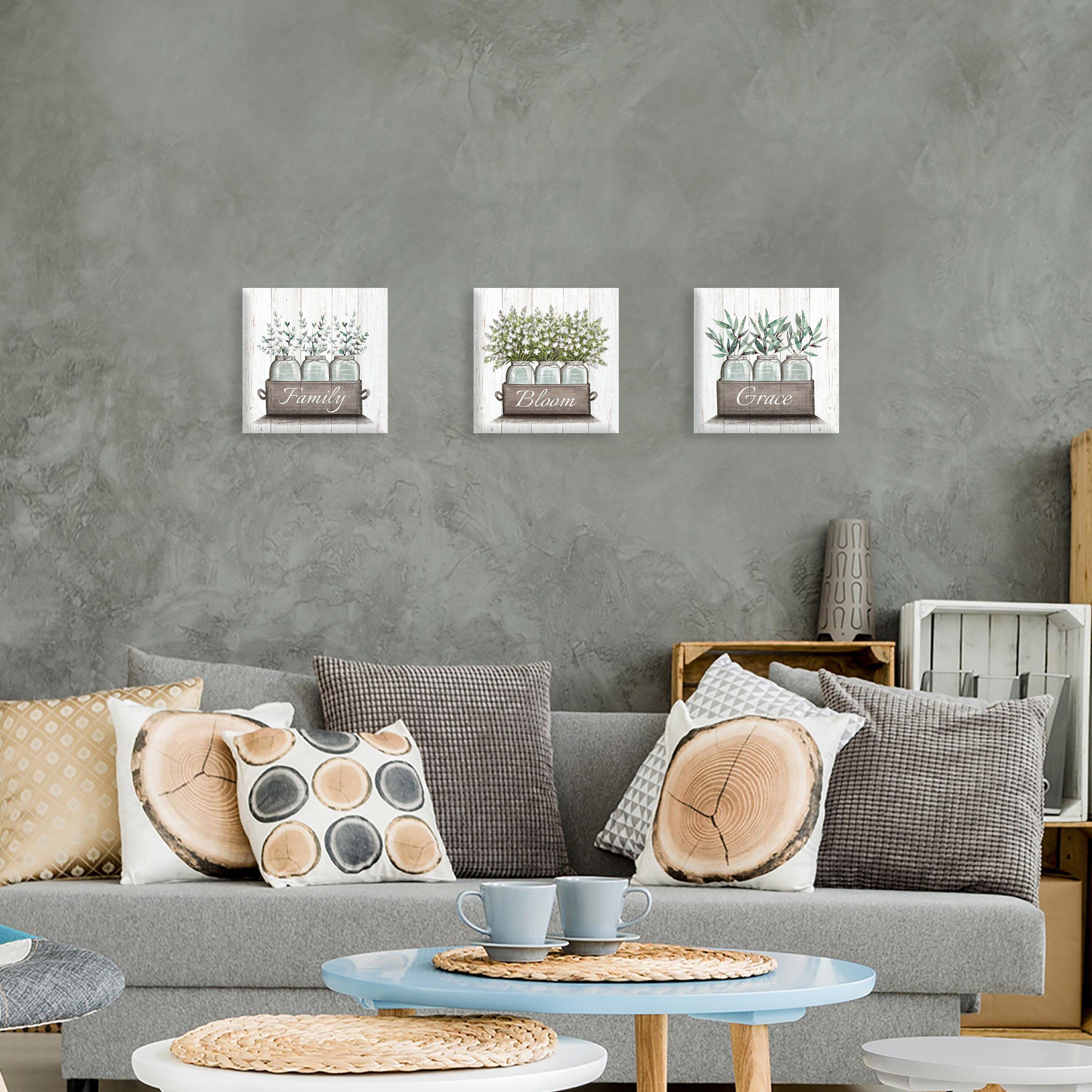 3000x3000 Elizabeth Tyndall 'Bloom, Family & Grace' Canvas Art (Set of 3)