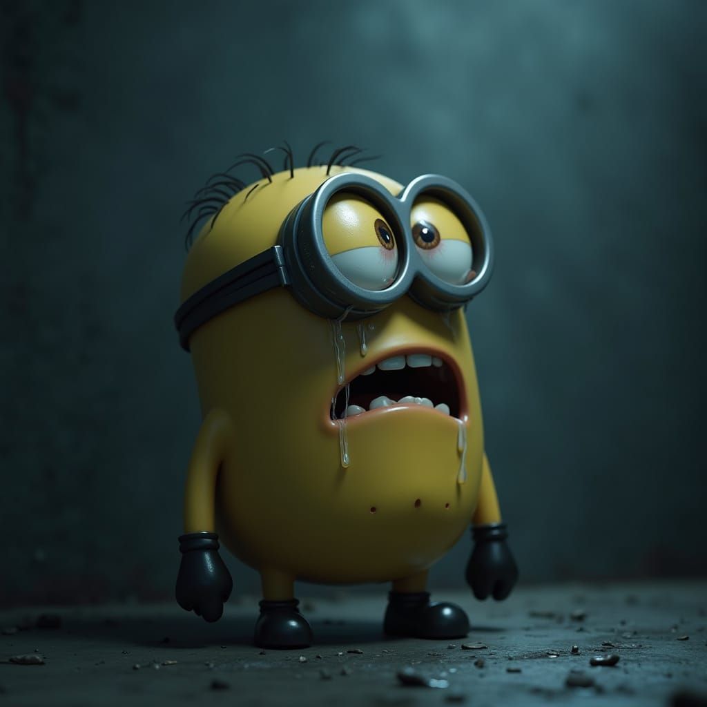 1024x1024 sad crying minion in Despair, a Muted Melancholy Sc