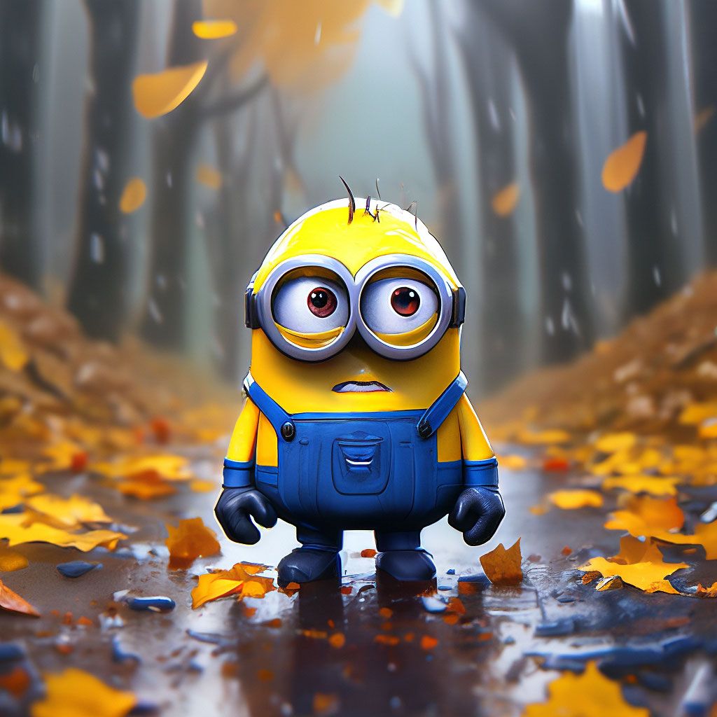1024x1024 Minion minions, character, cartoon, sad, on the cover, slush, it's raining