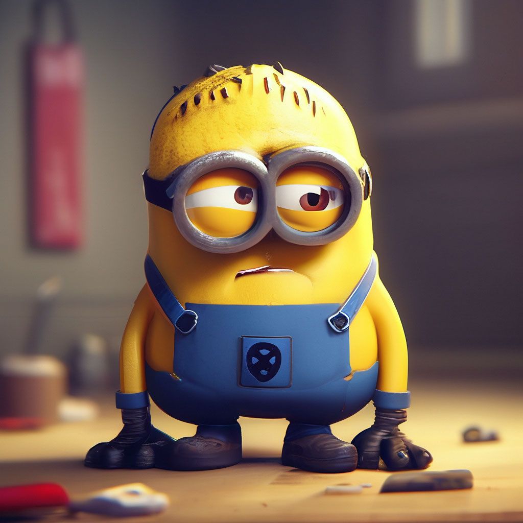 1024x1024 A sad minion with a fever