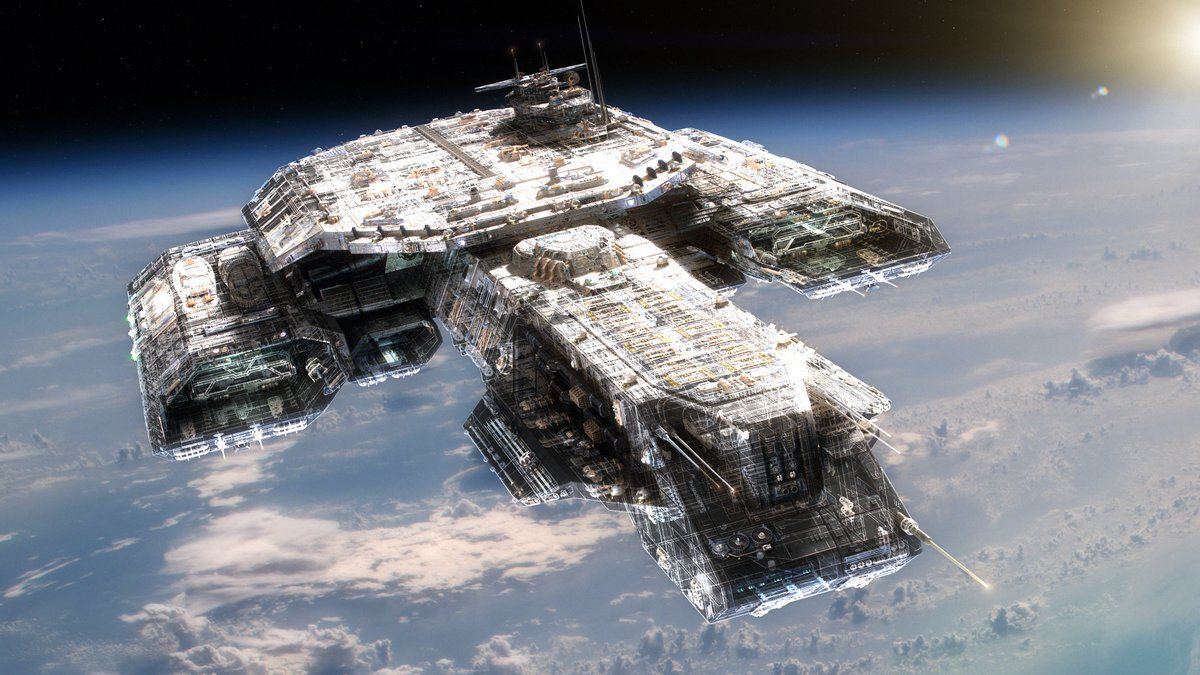 1200x675 Stargate Atlantis (2004 2009): Original Daedalus CGI Model. 4 Million Polygons, Rendered With Lightwave 3D. 2 Blended View With Wireframes. 3 View Of The Engine Section. The Person Who Updloaded It On Reddit Did The