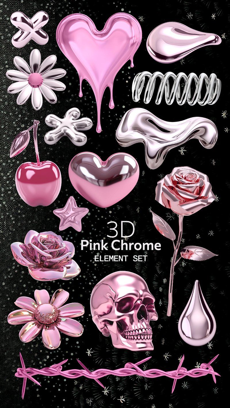 800x1422 PNG 3D pink chrome shape