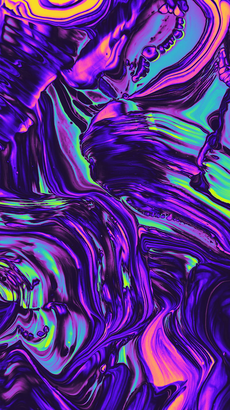 800x1422 Chrome Fluid, Color, Colorful, Geoglyser, Orange, Purple, abstract, acrylic, HD phone wallpaper