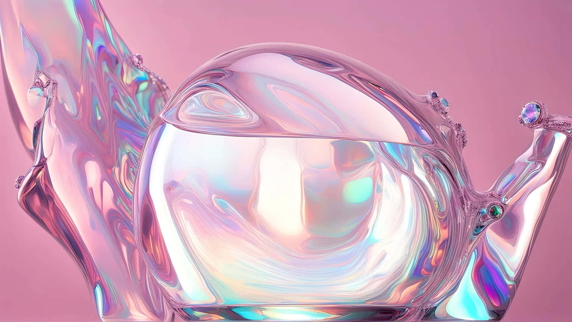 1920x1080 Download Iridescent Chrome Sculpture Aesthetic Wallpaper