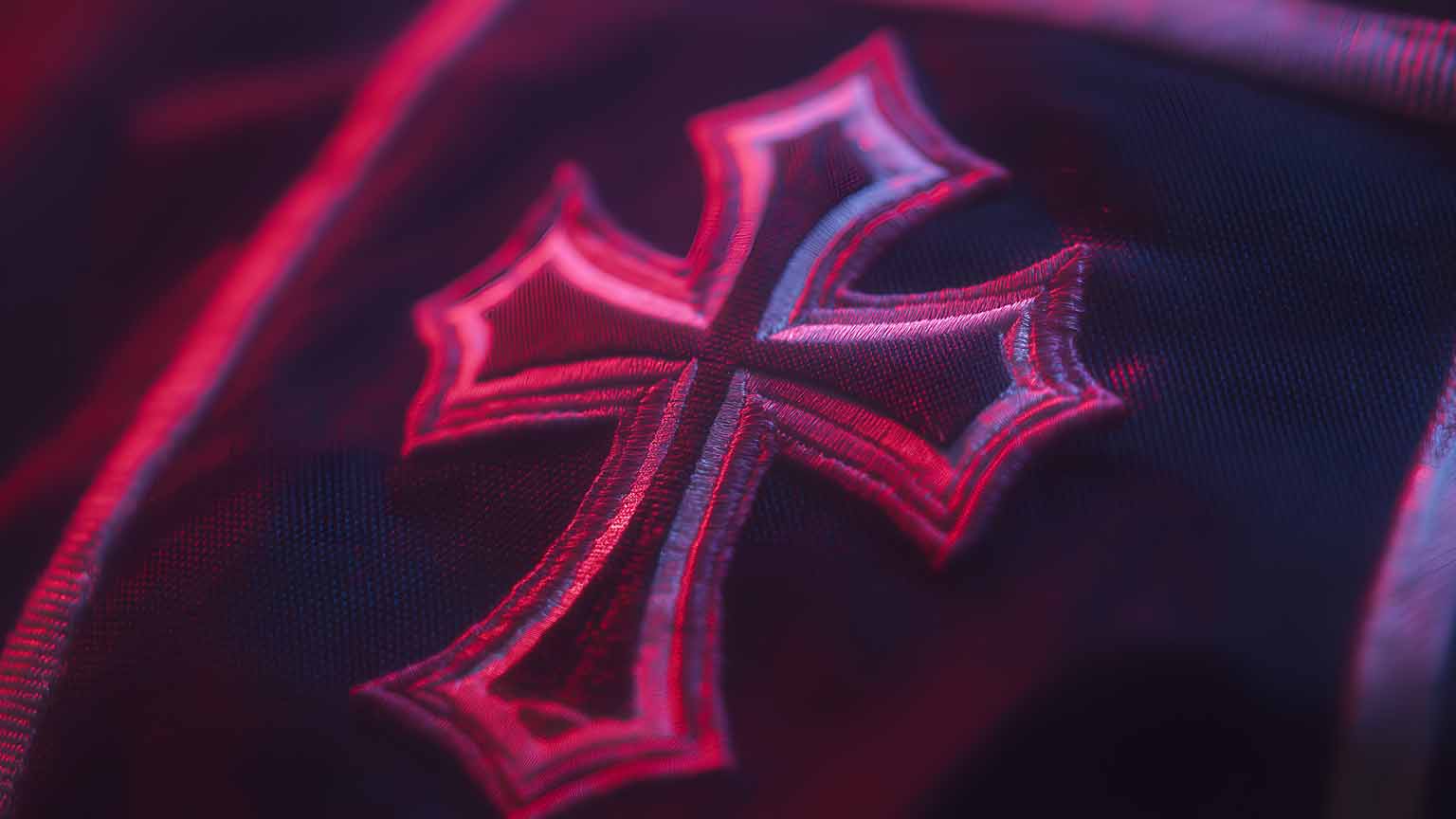 1536x864 Chrome Hearts Cross Embroidery Red Glow Desktop Wallpaper