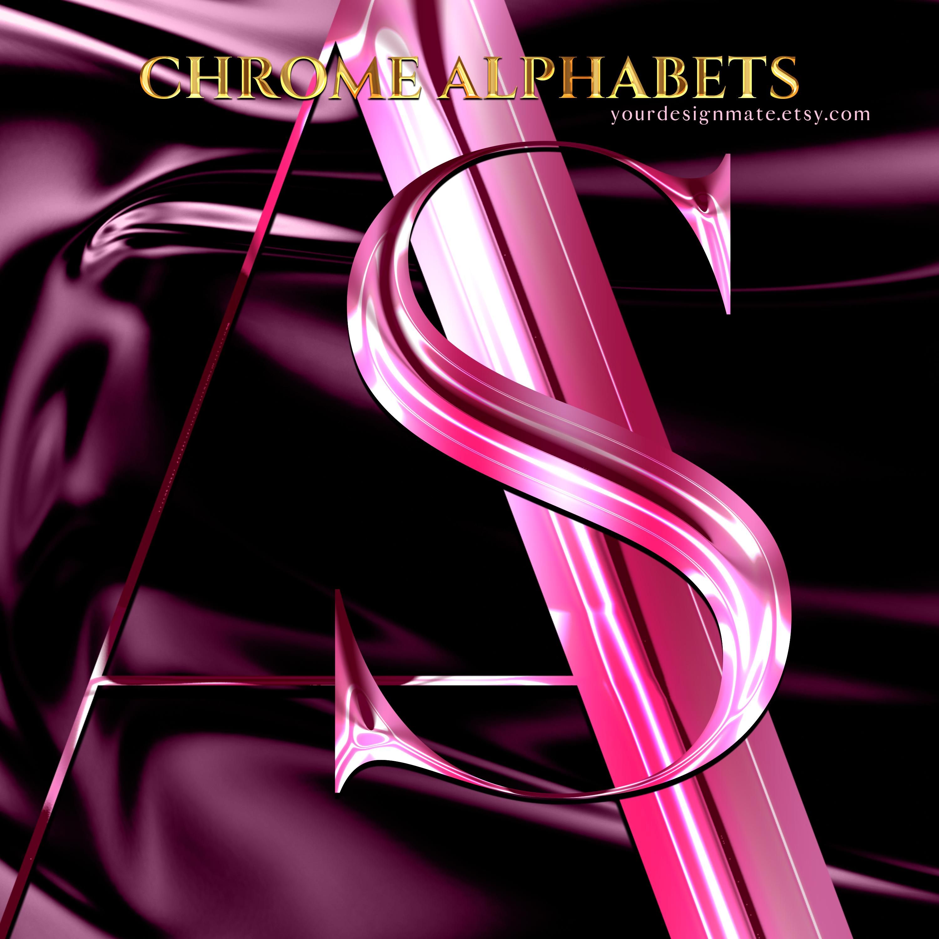 3000x3000 Pink Chrome Alphabet PNGD Shiny Letters A Z & Numbers. Hot Pink Metallic Font. Neon Luxury Lettering. Digital Download