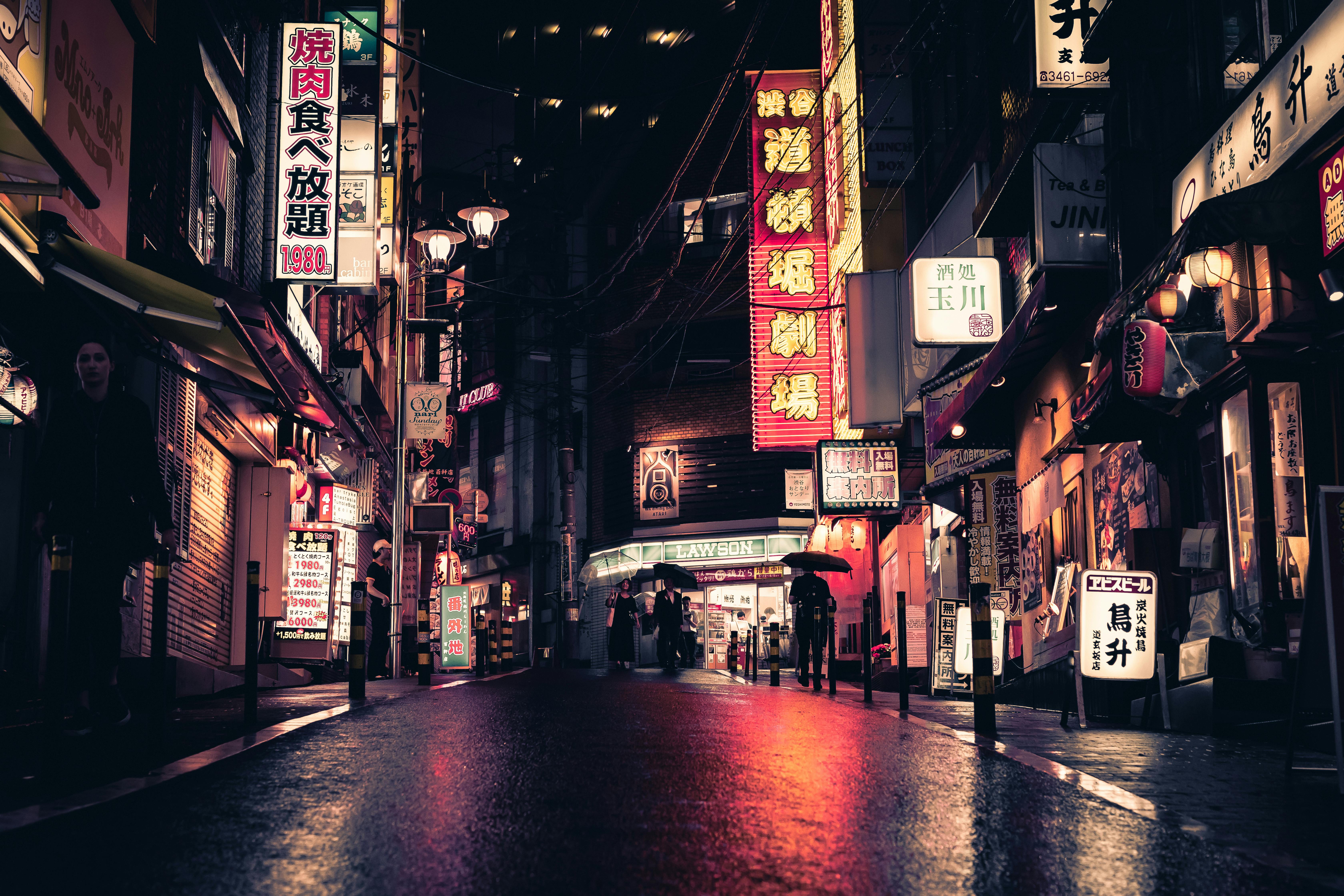 6720x4480 Japan Street Night Wallpaper