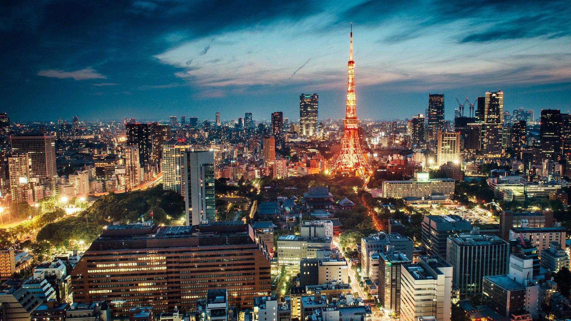 1920x1080 Tokyo Tower With Light During Nighttime In Japan HD Travel Wallpaper