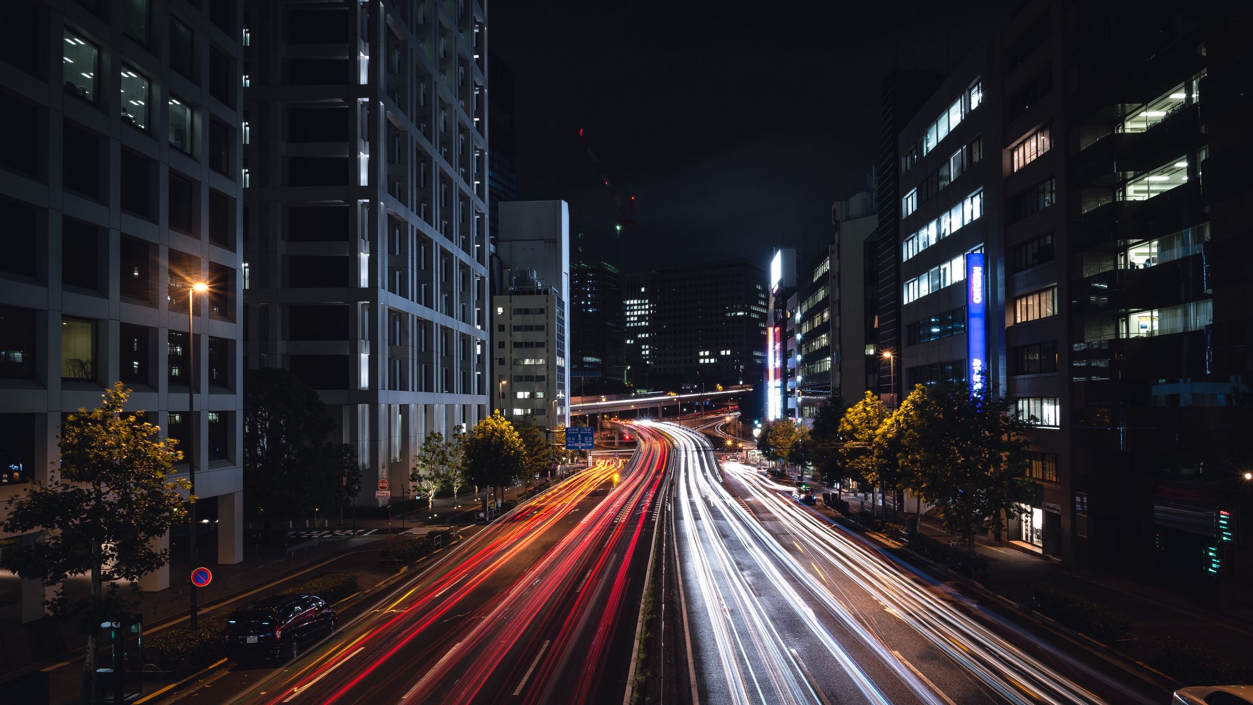 2560x1440 Download wallpaper 2560x1440 akasaka, minato, japan, night city widescreen 16:9 HD background