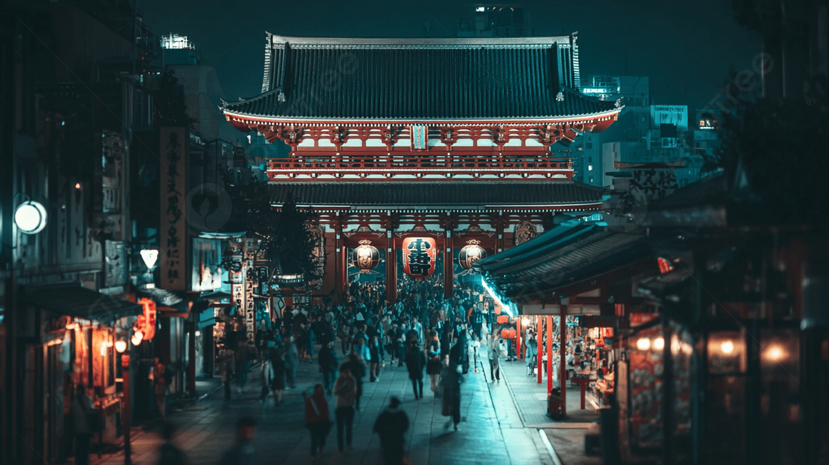 1200x673 Tokyo Night Street Time Lapse With Neon Crowd And Distant Temple, Tokyo Street, Night, Neon Lights Background Image And Wallpaper for Free Download