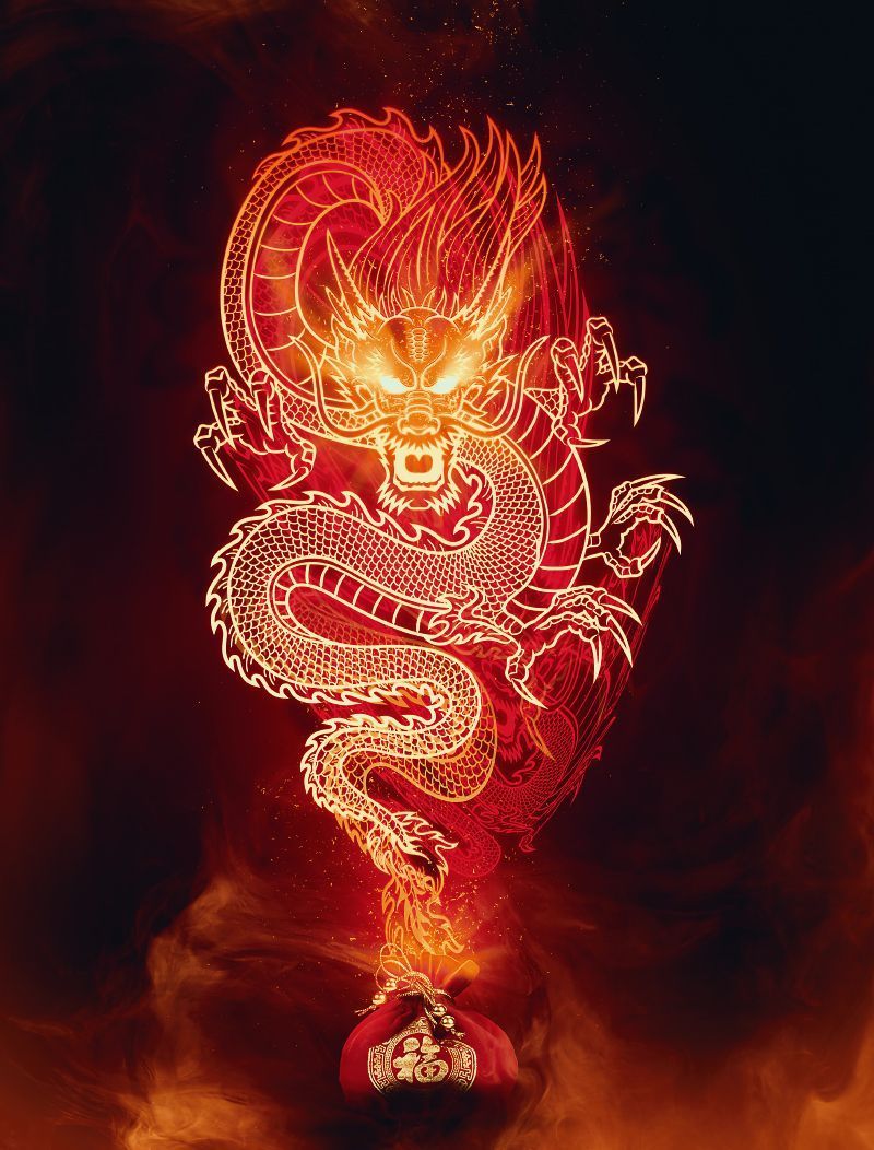 800x1052 Chinese Red Dragon Wallpaper