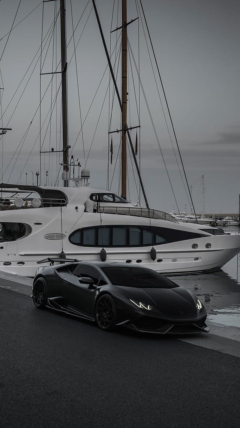800x1423 Huracan, lambo, lamborghini, luxury, supercar, vehicle, yacht, HD phone wallpaper