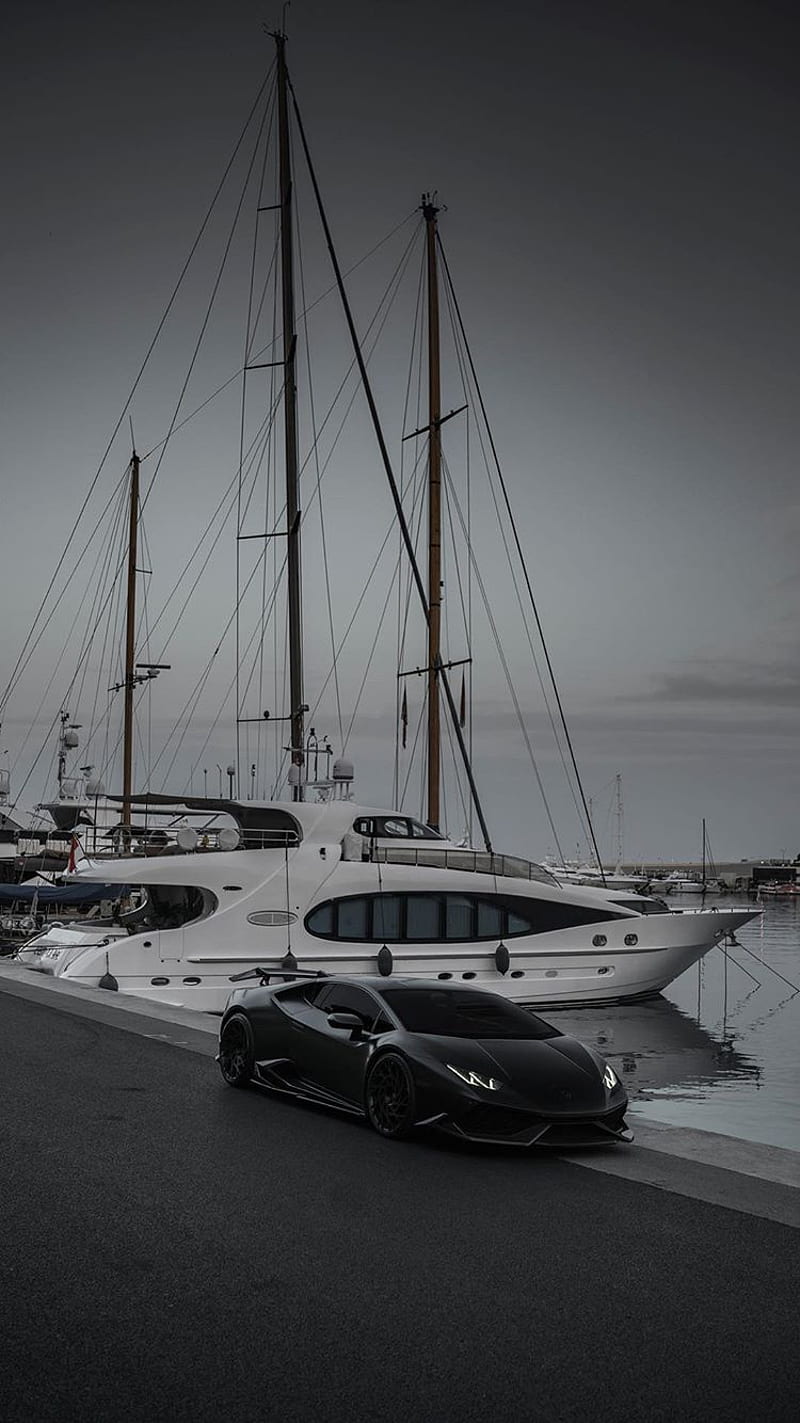 800x1423 HD yacht and car wallpaper
