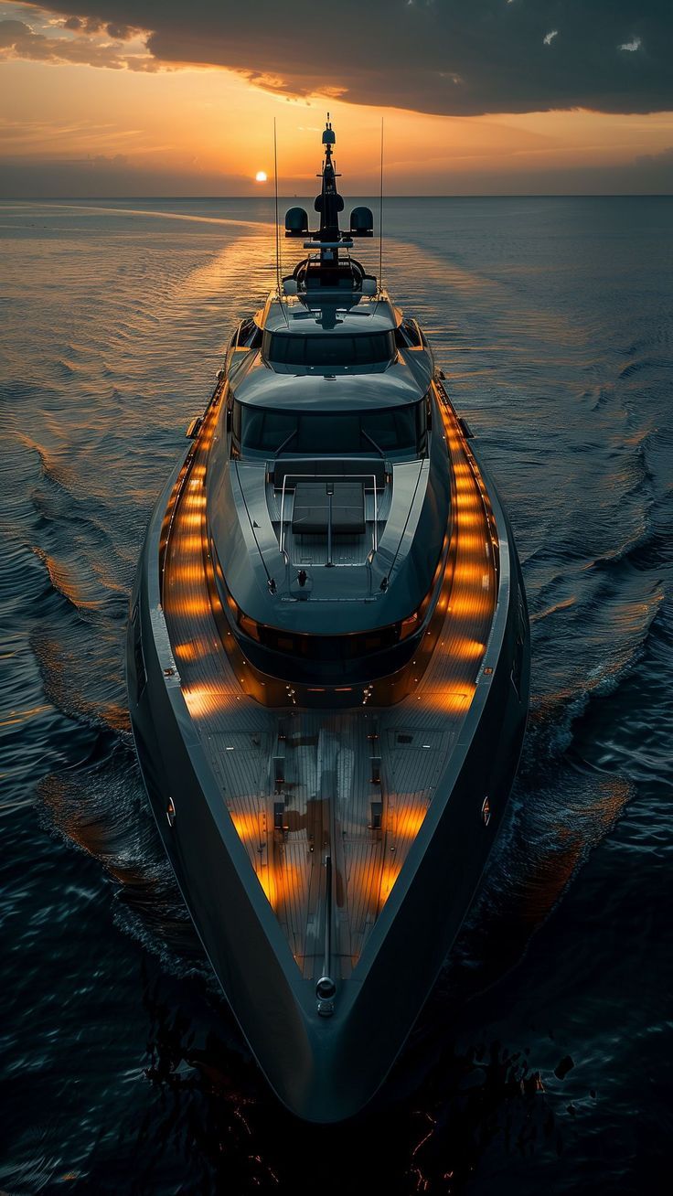 736x1308 Wallpaper ship, yacht, ocean, lights, sunset, Nature 4K by LittlSoulStories. Download wallpaper ship, yacht, ocean, lights, sunset for free