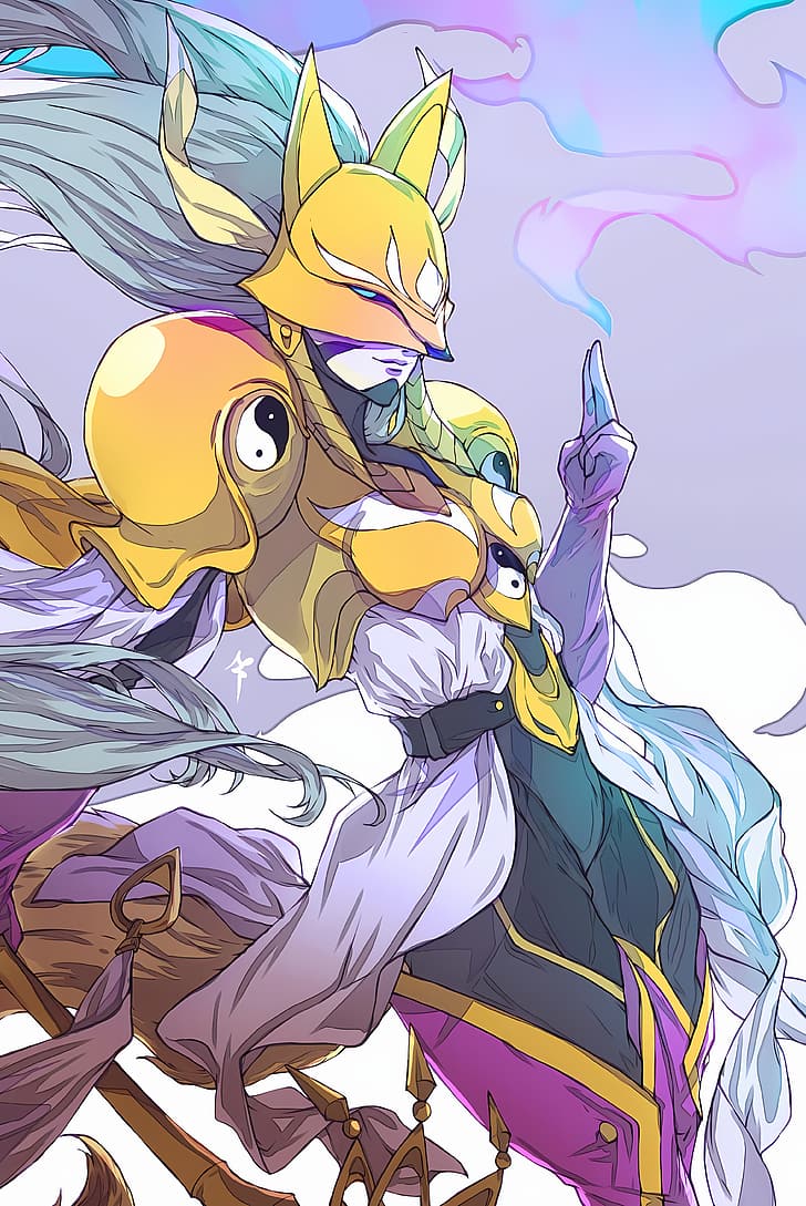 728x1089 2732x768px. free download. HD wallpaper: Digimon, Sakuyamon, Yin and Yang
