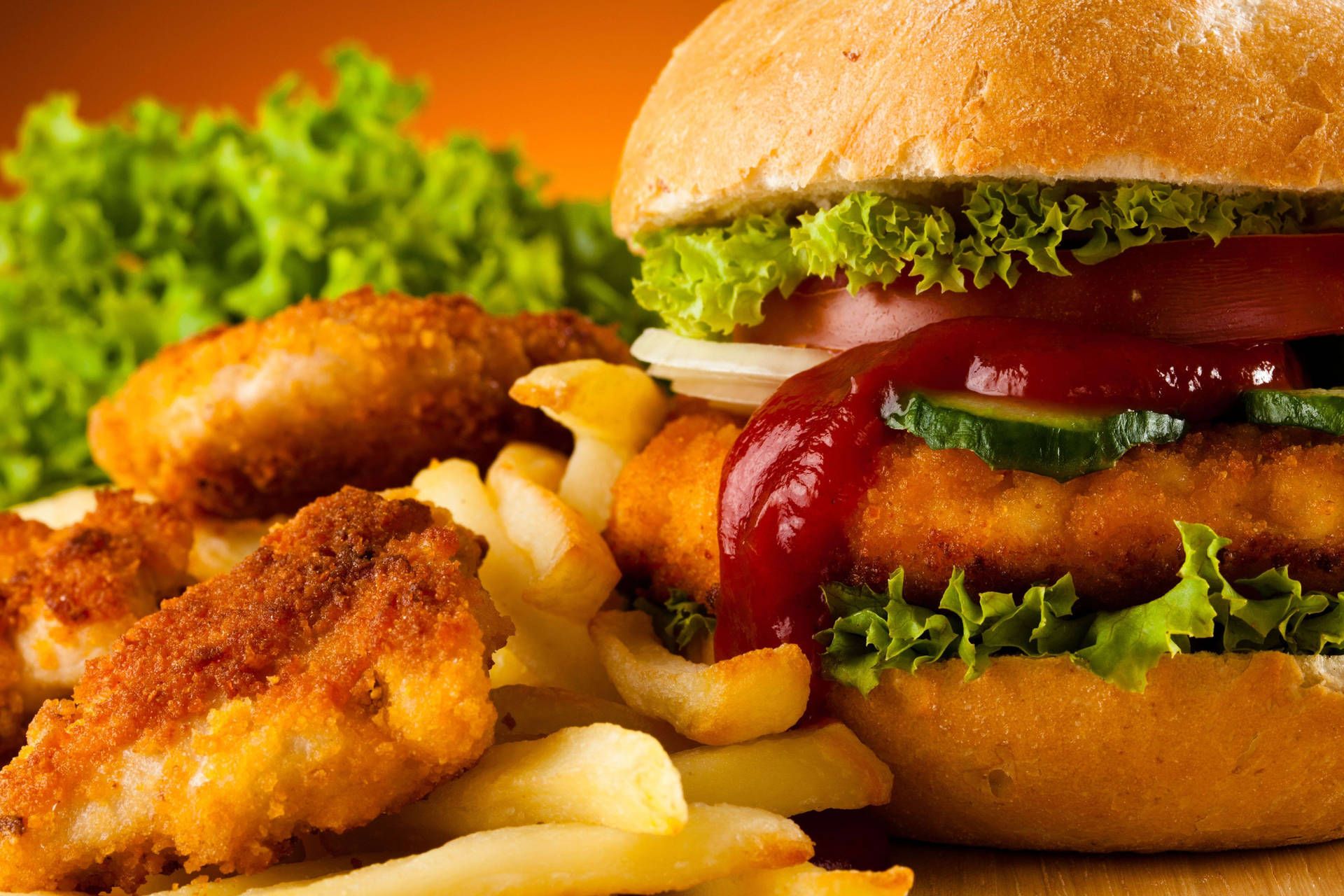 1920x1280 Download A Colorful Assortment Of Delectable Junk Food Wallpaper