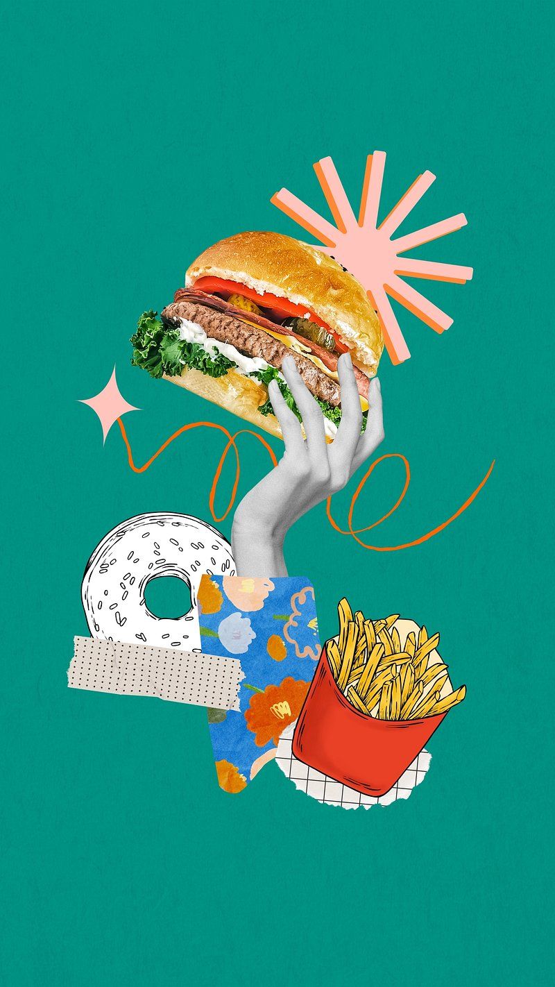 800x1422 Junk food aesthetic background, creative