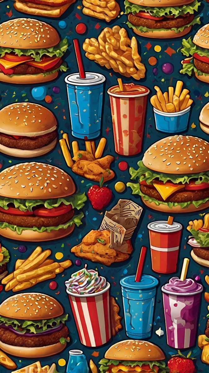 674x1200 Food wallpaper. Fast food wallpaper design, Junk food wallpaper, Food pop art