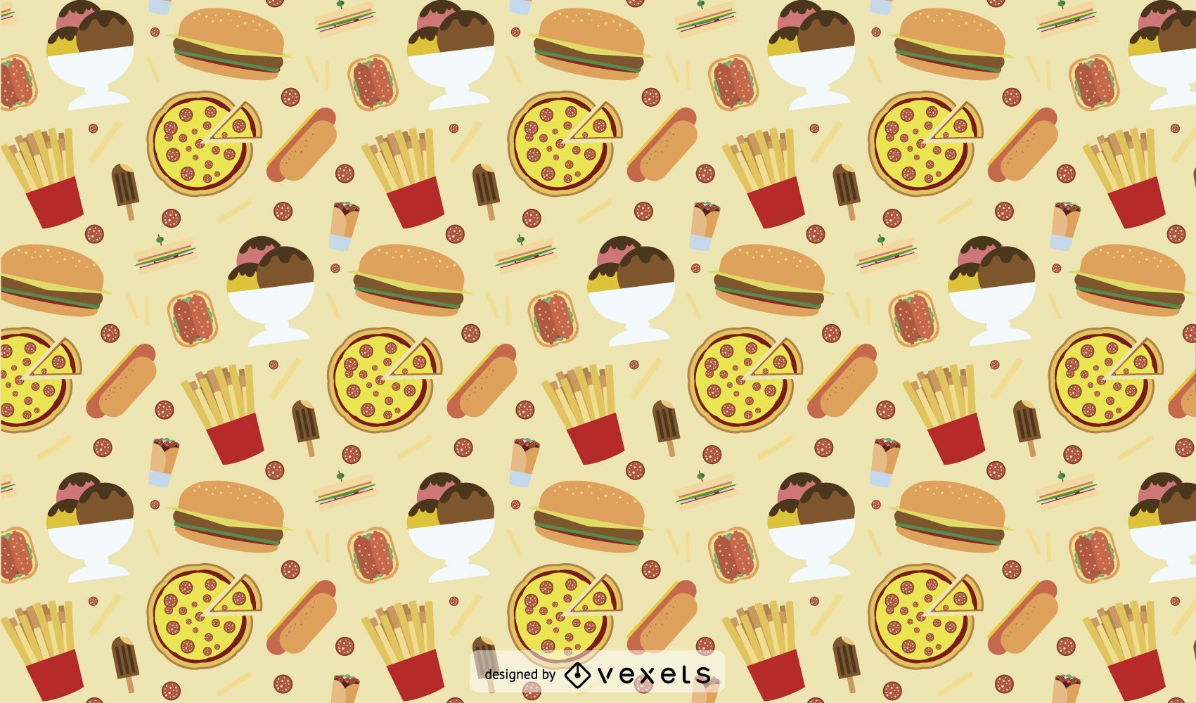 1701x1000 Junk Food Pattern Vector Download