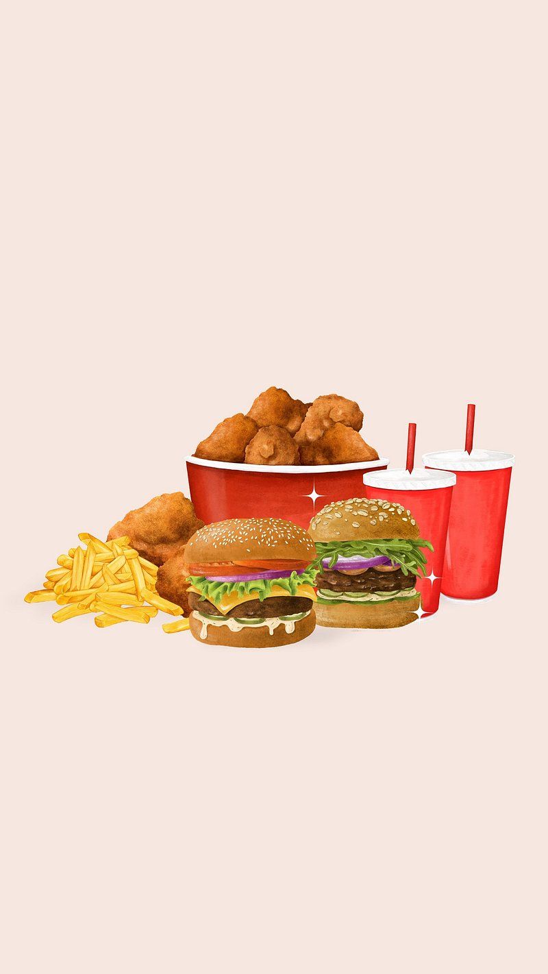 800x1422 Yummy fast food phone wallpaper. Premium Photo Illustration