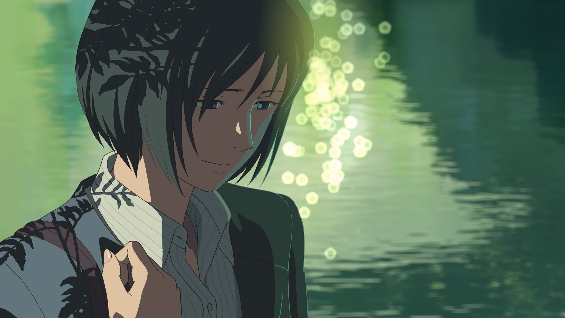 1920x1080 Wallpaper look, girl, lake, anime, girl, Makoto Xingkai, anime, Kotonoha no Niwa for mobile and desktop, section прочее, resolution 1920x1080