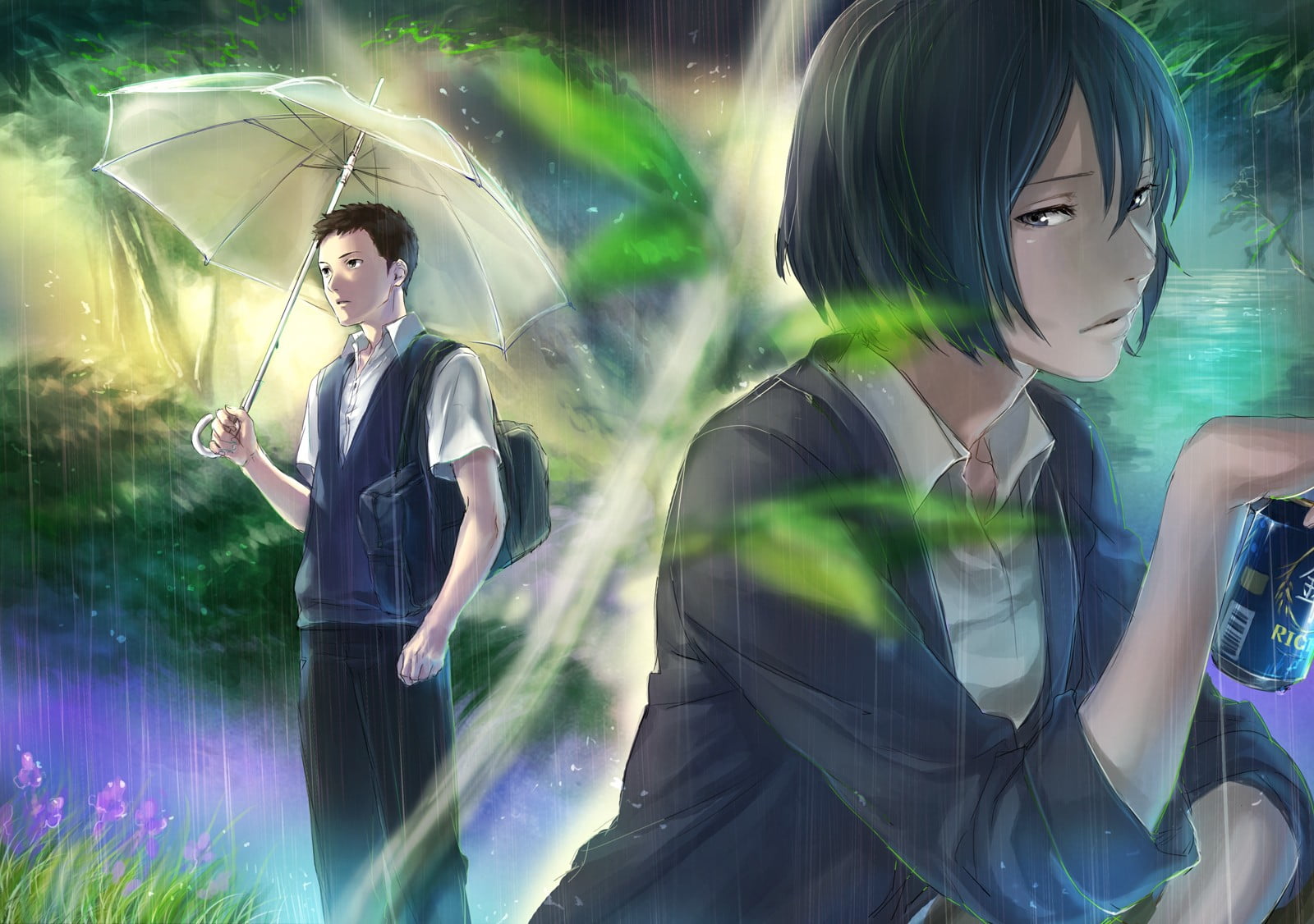 1600x1126 Anime character digital wallpaper, Yukino Yukari, Akizuki Takao, The Garden of Words, Makoto Shinkai HD wallpaper