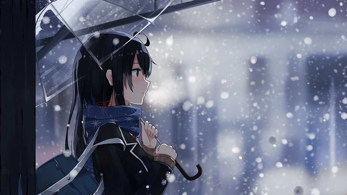 1200x675 Anime umbrella girls yukinoshita yukino snow cold yahari Playmat Gaming Mat
