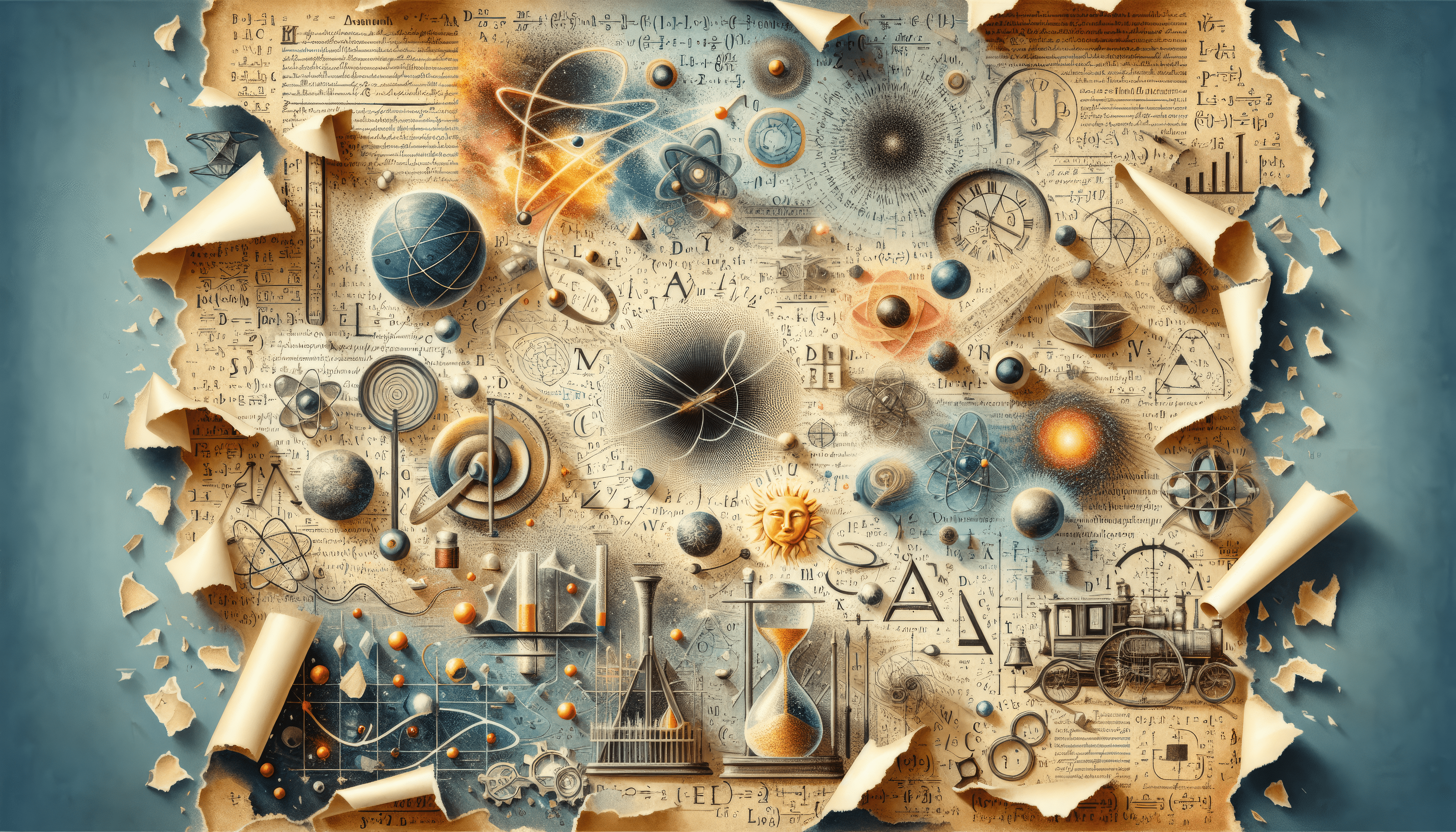 3584x2048 Physics Discoveries Collage HD Wallpaper