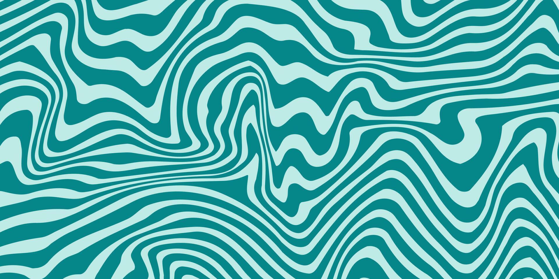 1920x960 Retro trippy turquoise background. Wavy vintage psychedelic wallpaper. Groovy pattern, cover, poster in 60s or 70s style. Liquid hippie texture