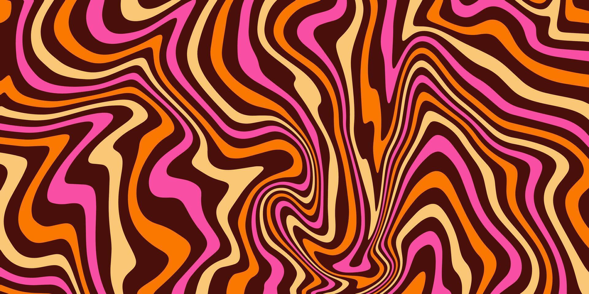 1920x960 Retro trippy background. Groovy vintage psychedelic wallpaper. Colorful wavy pattern, cover, poster in 60s or 70s, 80s style. Liquid hippie texture