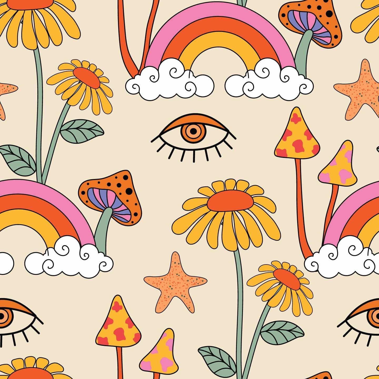 1440x1440 Psychedelic Mushroom Peel And Stick Or Traditional Wallpaper For YourH
