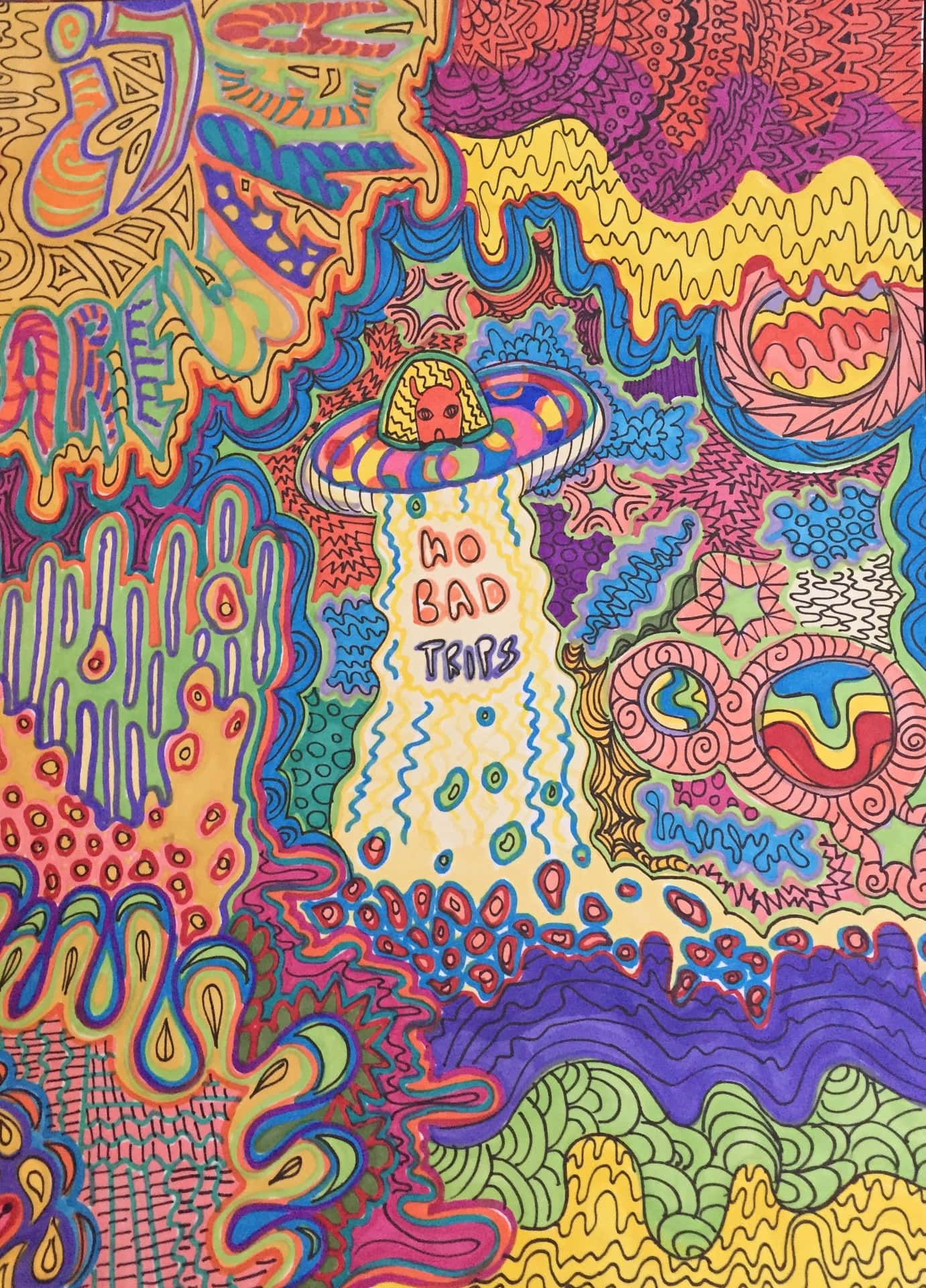 1381x1920 Psychedelic Hippie Abstract Wallpaper