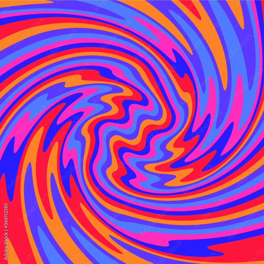 1000x1000 1960s Hippie Wallpaper Design. Trippy Retro Background For Psychedelic 60s 70s Parties With Bright Acid Rainbow Colors And Groovy Geometric Wavy Pattern In Pop Art Style. Stock Vektor