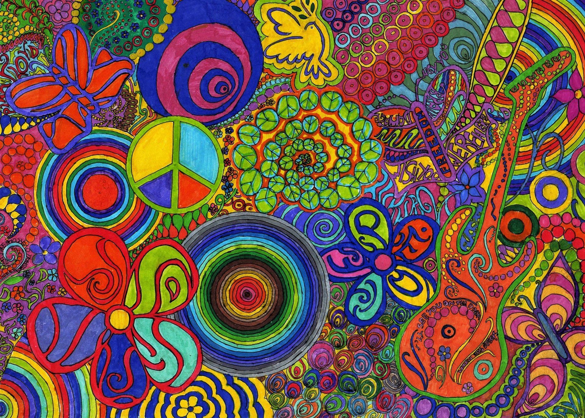 1920x1371 Download Peace Sign Colorful Colors Artistic Psychedelic HD Wallpaperx2429
