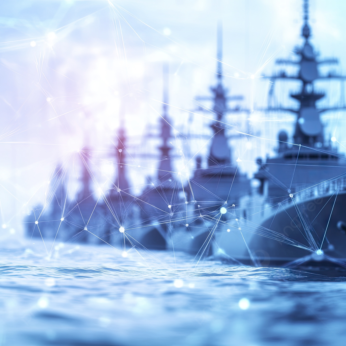 1200x1200 A Fleet Of Warships Connected By Digital Lines In Blue Hue, Warship, Fleet, Connected Background Image And Wallpaper for Free Download