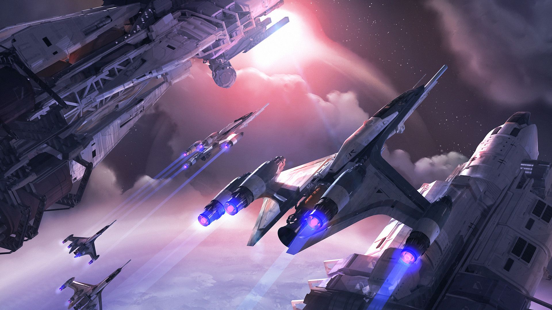 1920x1080 Space Fleet Wallpaper