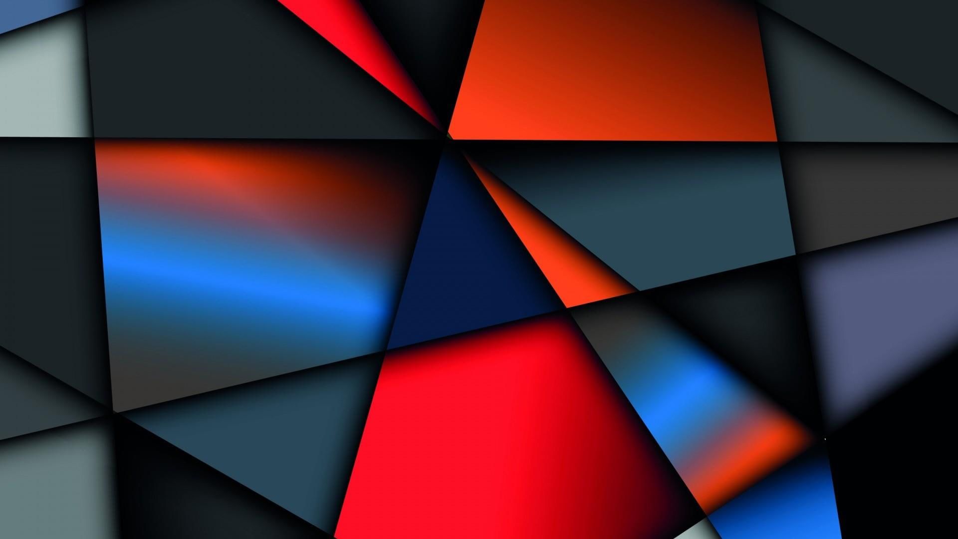 1920x1080 Red Orange Blue Black Geometric Shapes HD Geometric Wallpaper