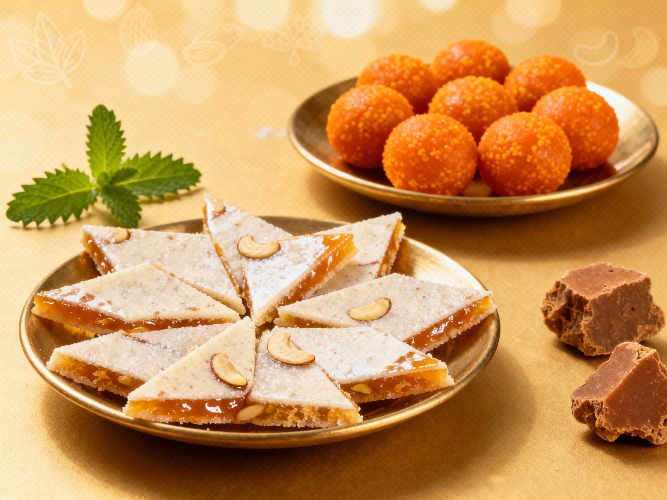 2304x1728 Diabetic Friendly Indian Mithai: Kaju Katli, Motichoor Ladoo & Badusha