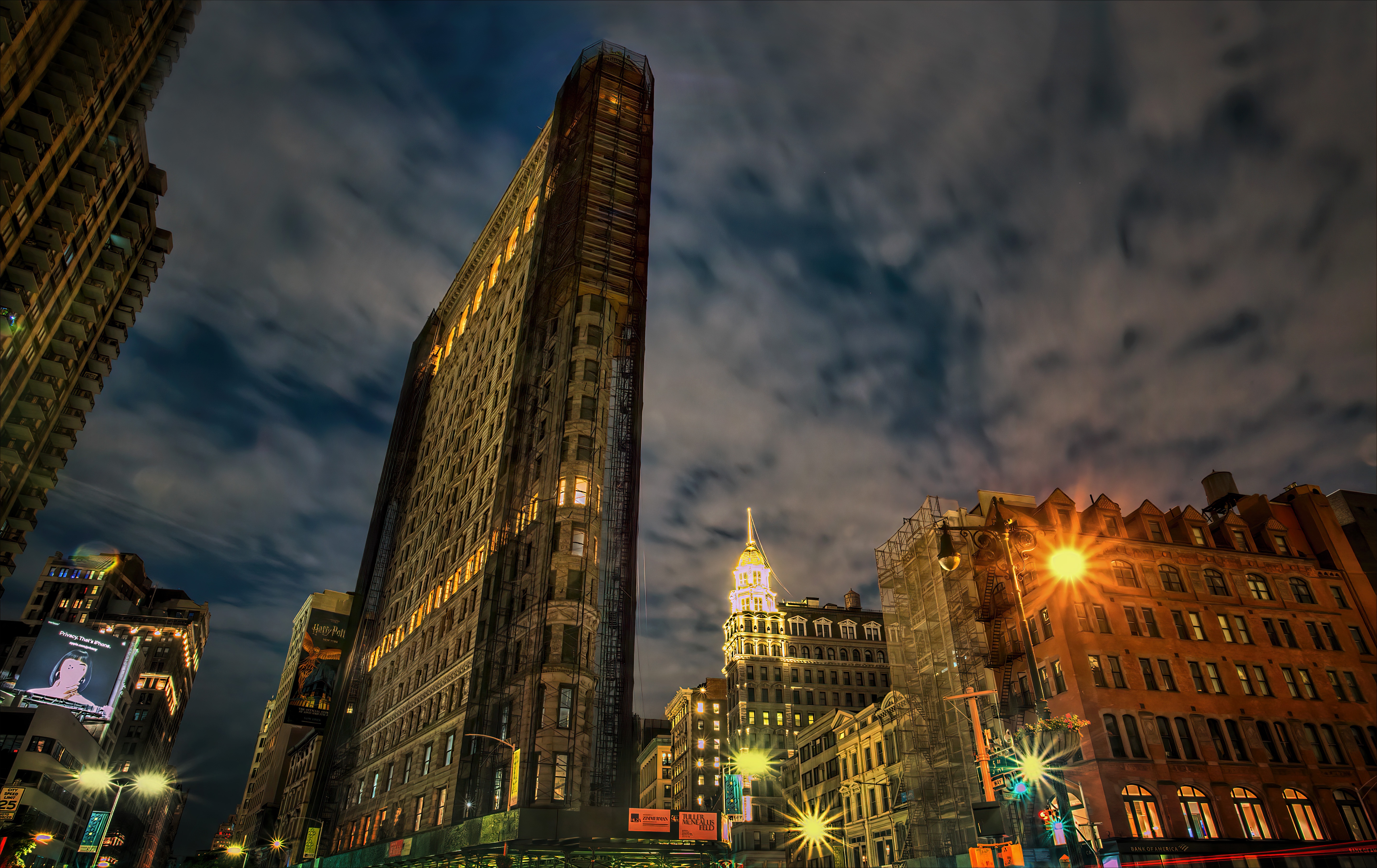 5760x3634 Wallpaper building, home, New York, skyscrapers, night city, New York City, Flatiron Building, Flat Iron Building for mobile and desktop, section город, resolution 5760x3634