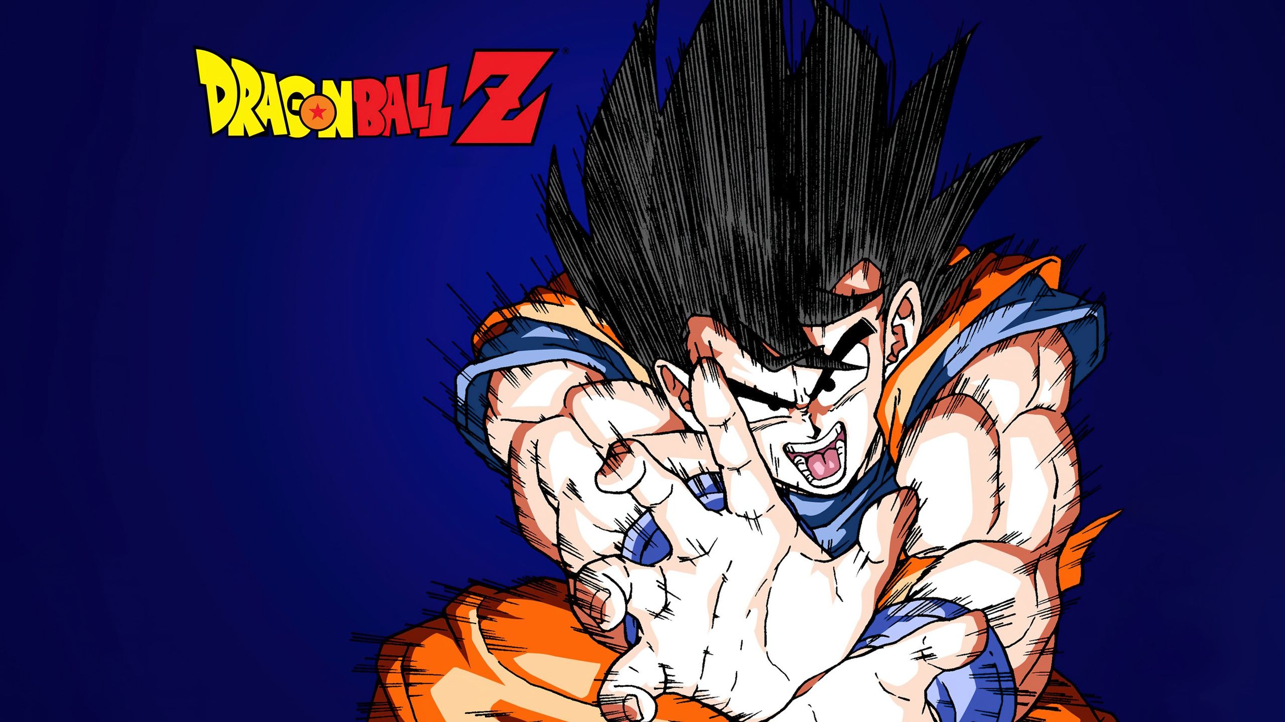 2560x1440 Dragon Ball Z Wallpaper 4K, Goku, Blue background, Dark blue