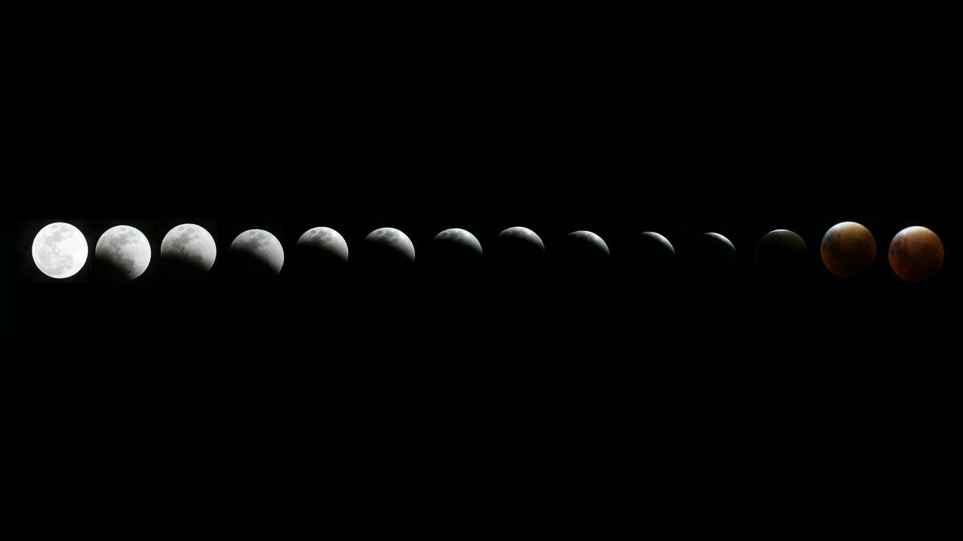 1366x768 Download wallpaper 1366x768 moon, phases, space, astronomy, black tablet, laptop HD background