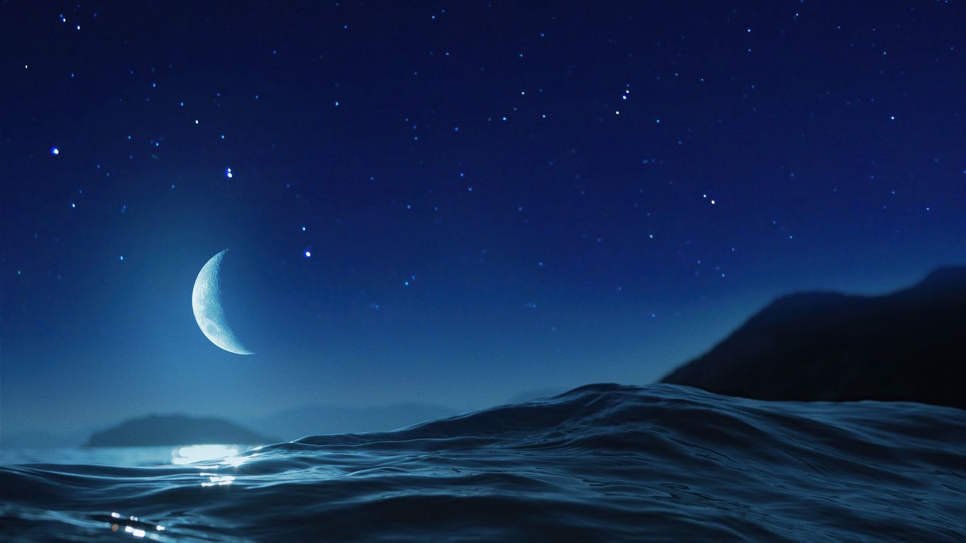 1366x768 Moon Night Ocean 4k Laptop HD , HD 4k Wallpaper, Image, Background, Photos and Picture