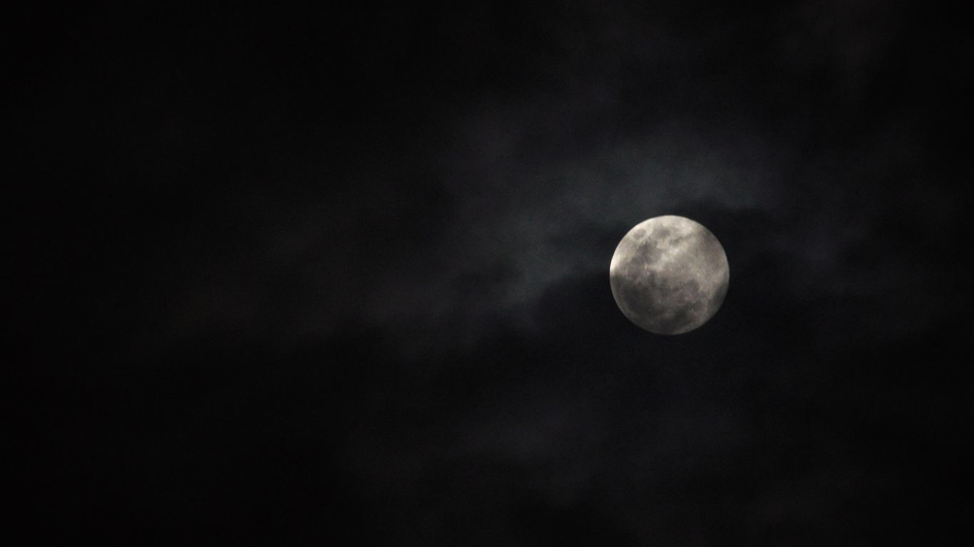1366x768 Download wallpaper 1366x768 moon, clouds, night, black, sky tablet, laptop HD background