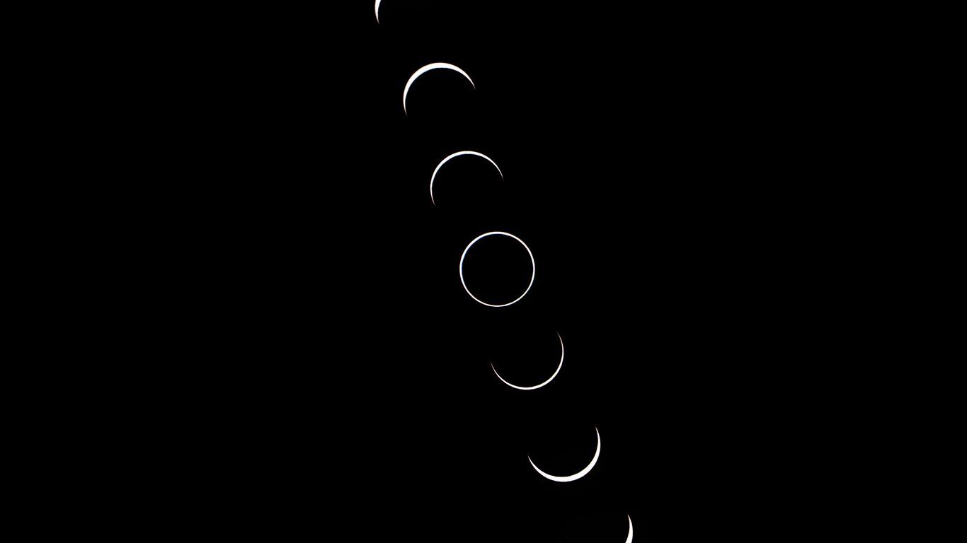 1366x768 Download wallpaper 1366x768 moon, phases, black tablet, laptop HD background