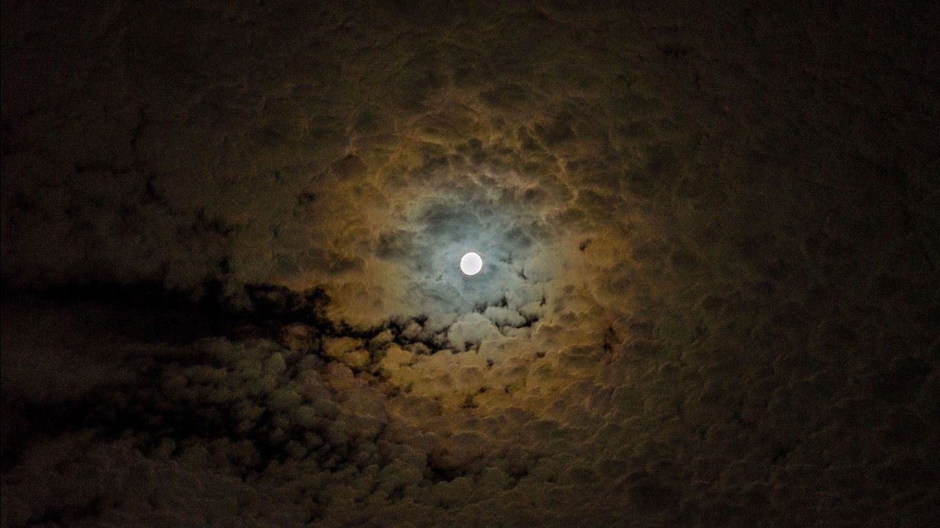1366x768 Moon Clouds Sky Night 4K HD Moon Wallpaper