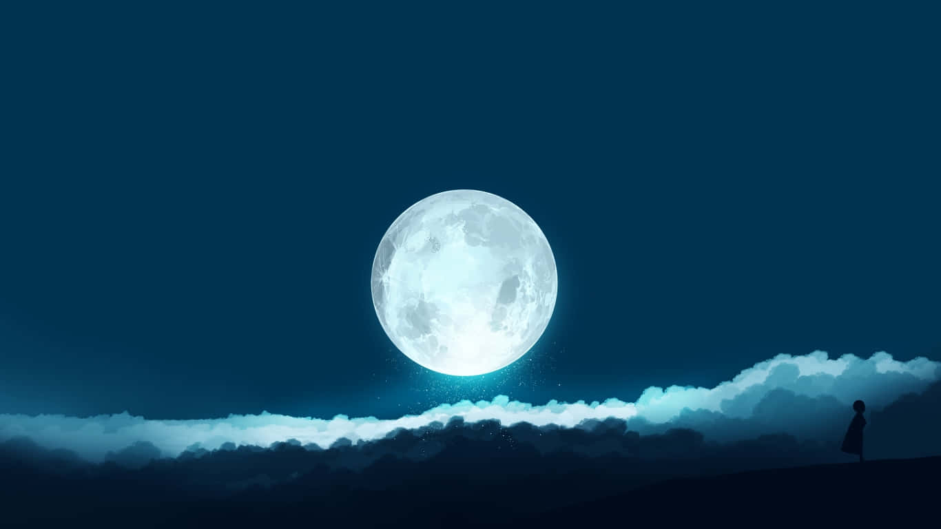 1366x768 Download Animated Moon With Girl 1366x768 Monitor Background