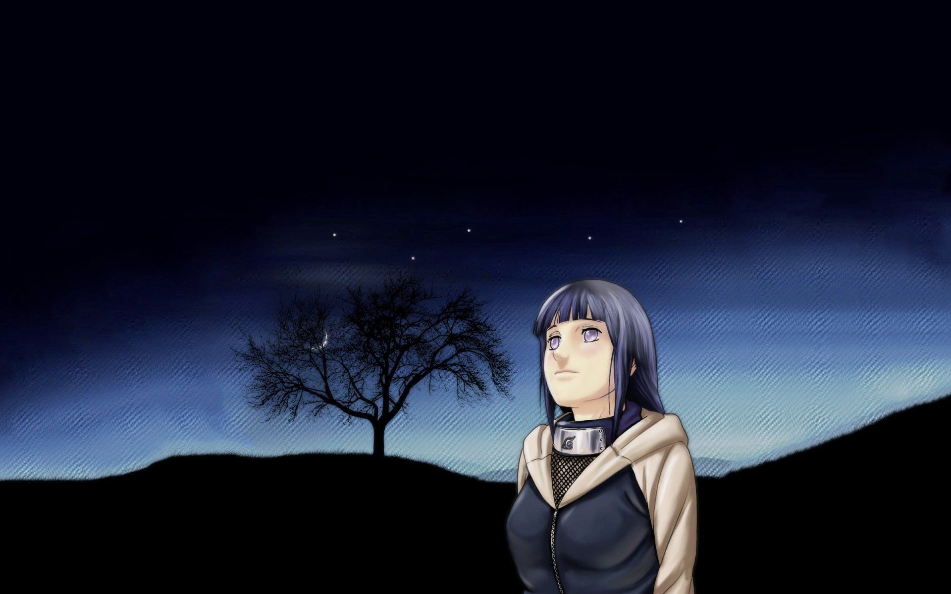 1920x1200 Hinata Hyuga HD Wallpaper: A Serene Anime Nightx1200