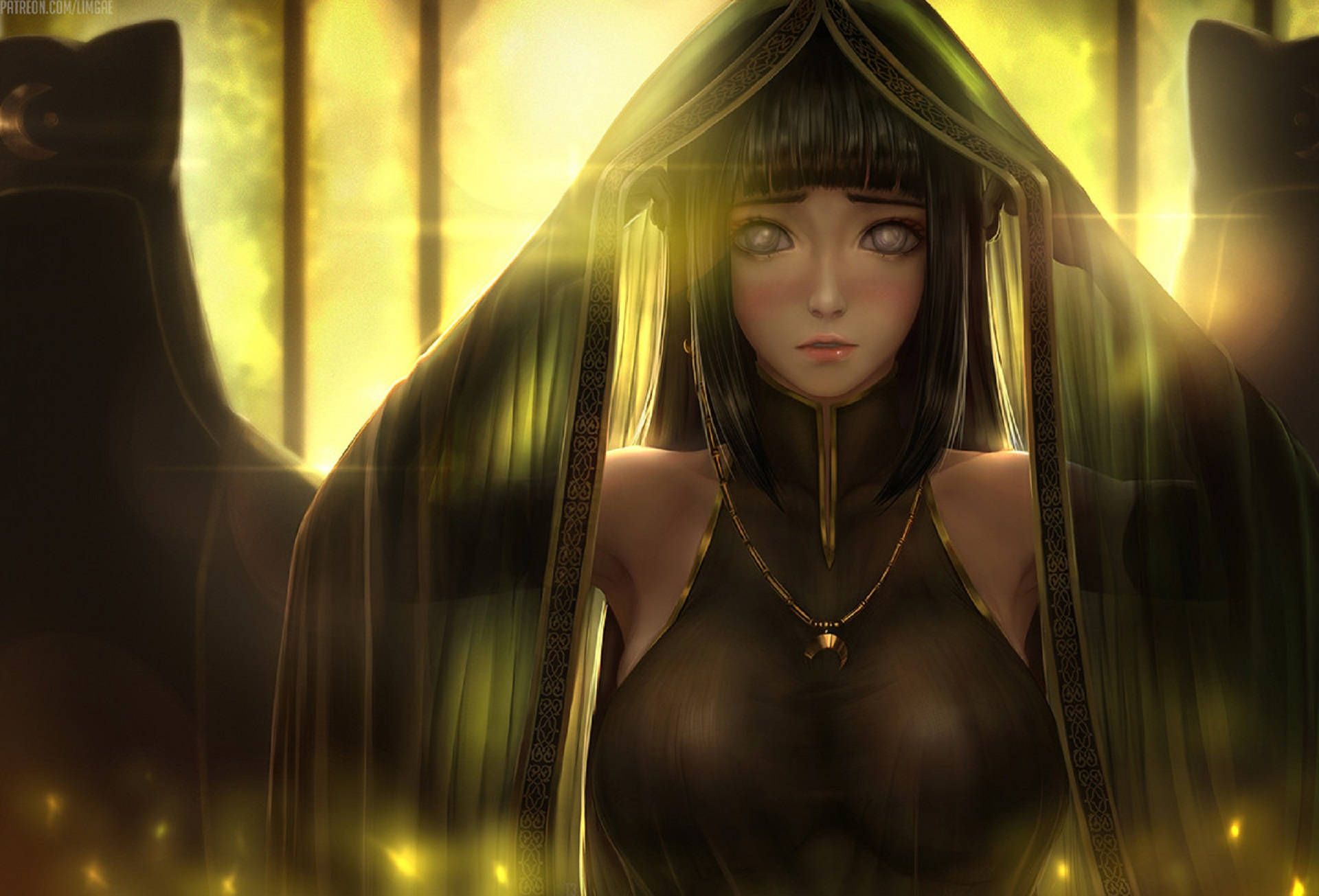 1920x1305 Download Hinata In Black Dress Fanart Wallpaper